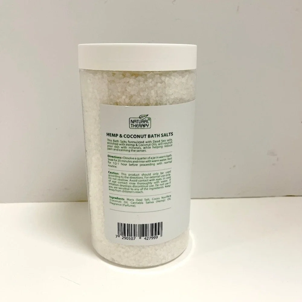 Natural Therapy Hemp Coconut‎ Bath Salts NEW 37oz Jar Natural Ingredients